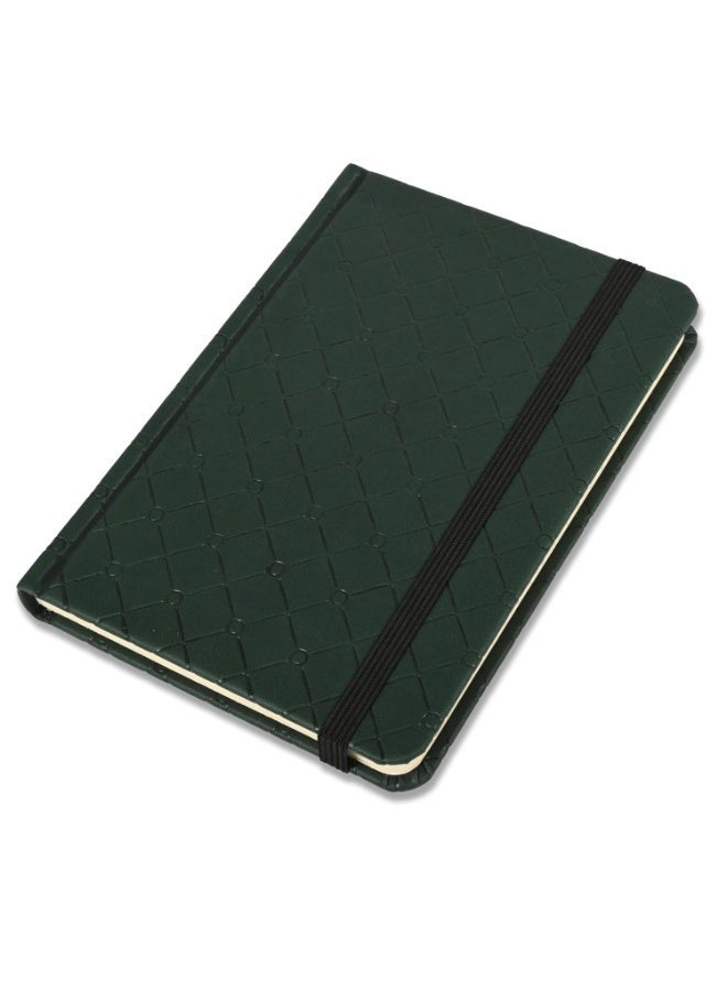 FIS® Executive Notebook, Italian PU Materials, A6 Size(105x148mm,) Round Corners, 96 Sheets, Single Ruled, 70gsm Italian Ivory Paper with Elastic Band Closure, 1 Piece, Green Color-FSNBEXA6GRD2 - Image 1